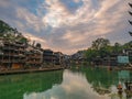 Unacquainted poeple with Scenery view of fenghuang old town