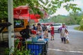 Unacquainted Thai people Selling Thai Street food on the Road to Doi suthep mountain in Chiang mai city Thailand