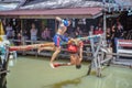 Unacquainted Thai Water boxing in Pattaya Floating Market.Chonburi Thailand Travel