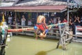 Unacquainted Thai Water boxing in Pattaya Floating Market.Chonburi Thailand Travel