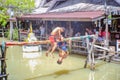 Unacquainted Thai Water boxing in Pattaya Floating Market.Chonburi Thailand Travel