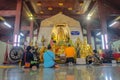 Unacquainted Thailand People Come to Praying Budhha Pose Statue in Wat Na Phra Men Temple in Phra Nakhon Si Ayutthaya Province