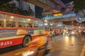 Unacquainted Thailand people Crossing the road Unsafely and Not careful with Defocus of the motorcycle