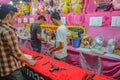 Unacquainted Thailand people or tourist Playing thai Local Street Shooting Game in `Loi Krathong ` Temple Fair of Wat Saket Temple