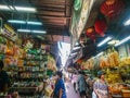 Unacquainted tourist walk in the district alley market of Yaorarat Bangkok china town.Bangkok travel landmark