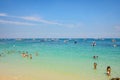 Unacquainted Tourists in Tropical Idyllic Ocean and Boat on Koh lan Island in vacation time