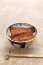 Unadon charcoal grilled style Unagi eel on rice , Japanese cuisine