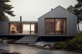 Unadorned Simple gray house. Generate Ai Royalty Free Stock Photo