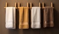unadorned towel rack holding neatly folded plush towels Generative AI