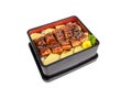 Unagi don or Japanese ell grilled with kabayaki sauce and tamago in bento Royalty Free Stock Photo