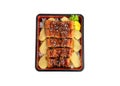 Unagi don or Japanese ell grilled with kabayaki sauce and tamago in bento Royalty Free Stock Photo