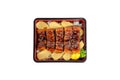 Unagi don or Japanese ell grilled with kabayaki sauce and tamago in bento Royalty Free Stock Photo