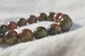 unakite bracelet , Pink Green Creativity Stone Genuine Round.