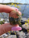 Unakite Gems Polished Lake Stones Gems River Water Rocks Royalty Free Stock Photo