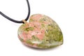 Unakite heart with leather string Royalty Free Stock Photo