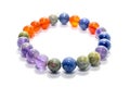 Unakite, lapis lazuli, Carnelian and Amethyst bracelet isolated on white background