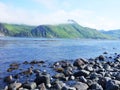 Unalaska , Dutch Harbor.Alaskan wilderness as seen from the ocean.