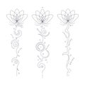 Unalome lotus flower vector set