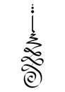 Unalome symbol, Hindu or Buddhist sign representing path to enlightenment. Yantras Tattoo icon. Simple black and white ink drawing