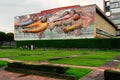 UNAM Rectorate building, displaying a Siqueiros mural Royalty Free Stock Photo