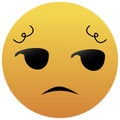 Unamused Emoji. A yellow face with slightly raised eyebrows, a frown, and eyes looking to the side. Emoticons displeasure, Royalty Free Stock Photo