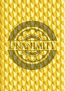 Unanimity golden badge or emblem. Scales pattern. Vector Illustration. Detailed