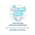 Unattached affiliate marketing turquoise concept icon