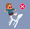 Child Falling from a Chair Domestic Accident Vector Illustration