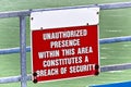 A unauthorized presence within the area is a security breach sign Royalty Free Stock Photo