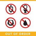 unavailability signs of toilet tools. Isolated Vector Illustration Royalty Free Stock Photo