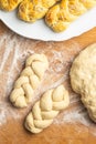 Unbaked braided bun dough. Raw dough Royalty Free Stock Photo