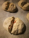 Unbaked bread with chili