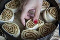 Unbaked cinamon rolls before baking