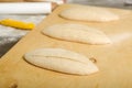 Unbaked French bread loaves