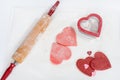 Unbaked Pink Cookie Dough Hearts with Accessories