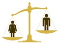 Unbalanced scale with a man and woman