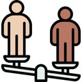 Unbalanced scale with two human icon, Protest related vector