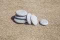 Unbalanced stones on beach Royalty Free Stock Photo