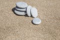 Unbalanced stones on beach Royalty Free Stock Photo