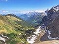 An unbelievable view of Lake Obersee and the Oberseetal Alpine Valley, Nafels Naefels Royalty Free Stock Photo