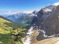 An unbelievable view of Lake Obersee and the Oberseetal Alpine Valley, Nafels Naefels Royalty Free Stock Photo