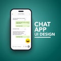 Vector Minimalist Mobile Chat App UI and UX Concept Theme. Mockup Smartphone Screen Template