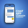 Modern vector illustration smart phone with messenger chat screen in flat style.