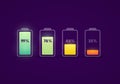 Vector Illustration Battery Icon Fuel And Low In Neon Colors