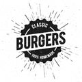 Vector Illustration Vintage Burgers Grilled Food Menu Stamp