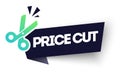 Vector Illustration Price Cut Label. Modern Web Banner Element With Scissor
