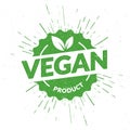 Vector Illustration Green Vegan Product Lettering Stamp.