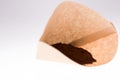 Paper coffee filter with ground coffee Royalty Free Stock Photo