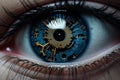 Unblinking Robot eye. Generate Ai Royalty Free Stock Photo