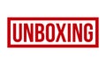 Unboxing Rubber Stamp. Red Unboxing Rubber Grunge Stamp Seal Vector Illustration - Vector Royalty Free Stock Photo